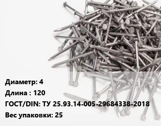 Гвоздь 4х120 ГОСТ: ТУ 25.93.14-005-29684338-2018 25